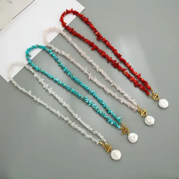 Wholesale Casual Irregular Freshwater Pearl Gravel Pendant Necklace In Bulk
