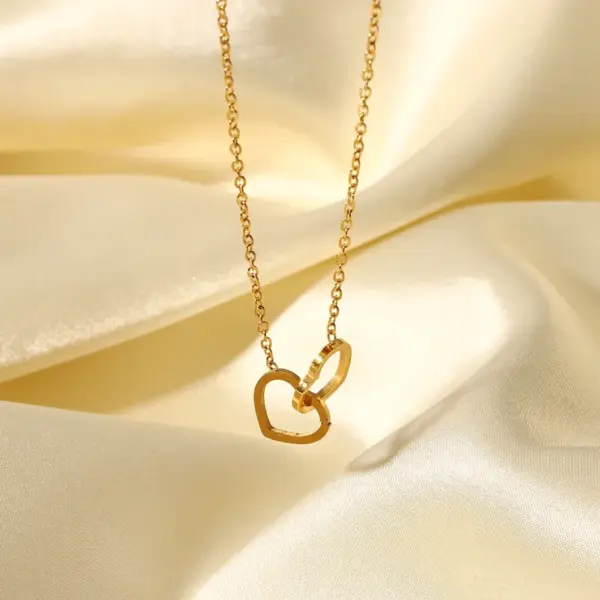 Wholesale Jewelry Heart Stainless Steel Titanium Steel PVD Coated Plating Pendant Necklace