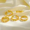 Wholesale Luxury Niche Design 18K Gold Plated Stainless Steel Shell Heart Open Ring Casual Everyday Date Selfie Festive Gold Color Women's