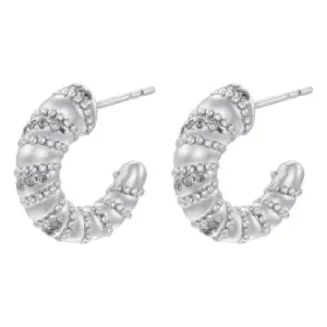 Ve1208 White Gold Color Twist round Beads 1 Pair