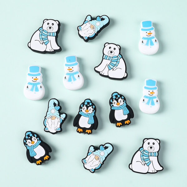 oly-e2141f48b32d9a95f78d73ee322d4ff2 Wholesale Cross-Border Blue Christmas Silicone Beads DIY Jewelry Necklace Beads Winter Polar Bear Penguin Glue Beads