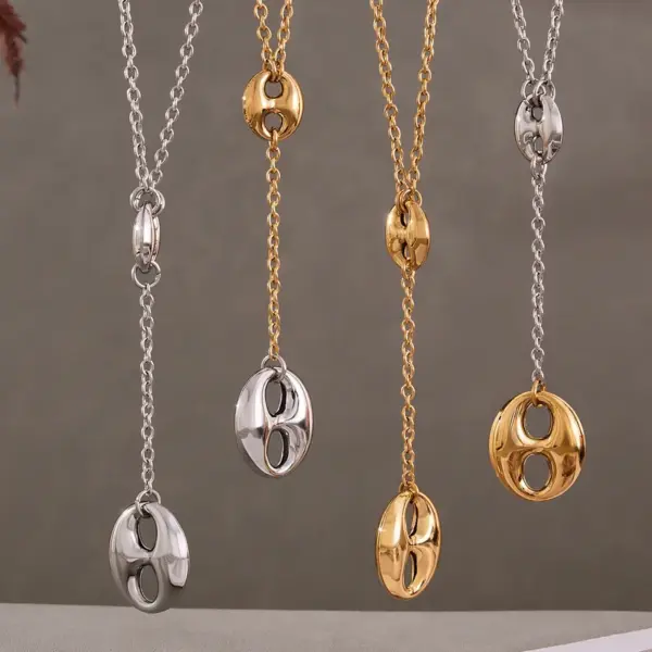 304 Stainless Steel Geometric PVD Coated Stone-Free 18K Gold Plated Glam Handmade Novelty Handmade Chain Lobster Trigger Clasp Closure Y-Necklace Necklace