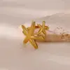 Wholesale PVD Coated Real Gold Plated Starfish Shell 304 Stainless Steel Beach Simple Style Waterproof Non Tarnish Open Rings