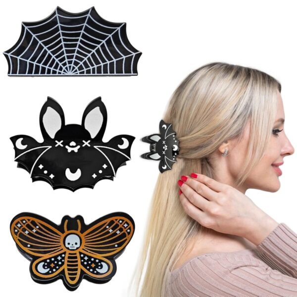 Wholesale Cross-Border Halloween Funny Pumpkin Clip Butterfly Skull Hairpin Back of Head Hair Bat Ponytail Clip Hair Accessory