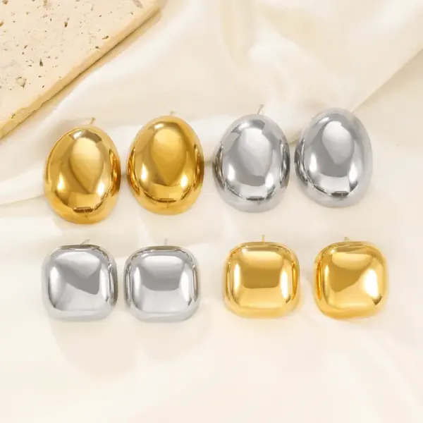 Wholesale 304 Stainless Steel Water Droplets PVD Coated 18K Gold Plated Simple Style Classic Style Waterproof Non Tarnish Gold Silver Ear Studs