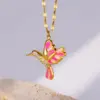 Wholesale PVD Coated Real Gold Plated Hummingbird 304 Stainless Steel Elegant Pastoral Waterproof Non Tarnish 304 Stainless Steel Pendant Necklace