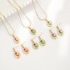 Wholesale Medieval Style Monet Oil Painting Flower Pendant Earrings Necklace Set