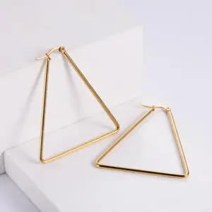Wholesale PVD Coated Imitation Gold Geometric Stainless Steel Simple Style Waterproof Non Tarnish Earrings