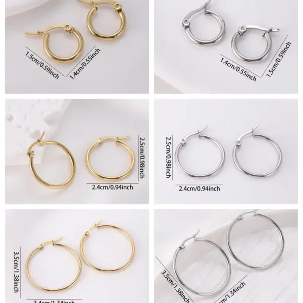 Wholesale Ion Plating (IP) 18K Gold Plated Round Titanium Steel Vintage Style Modern Style Simple Style Waterproof Non Tarnish Hoop Earrings