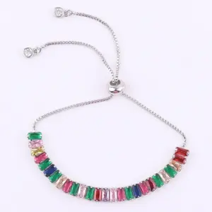 Stretch Bracelet Color Zirconium Platinum / 18K