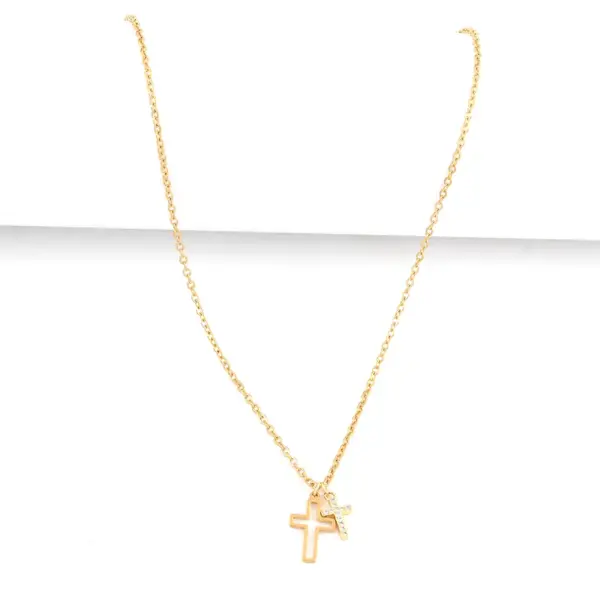 Wholesale PVD Coated Real Gold Plated Cross 201 Stainless Steel 304 Stainless Steel Copper Simple Style Classic Style Waterproof Non Tarnish 201 Stainless Steel Pendant Necklace