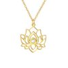 Wholesale Water Drop Lotus Necklace Ladies Stainless Steel Fashion Casual Pendant Niche Design Trend Necklace
