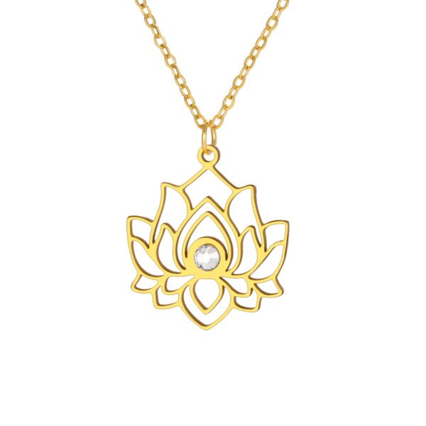 Wholesale Water Drop Lotus Necklace Ladies Stainless Steel Fashion Casual Pendant Niche Design Trend Necklace