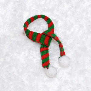Red and green striped scarf / (baby clothes only, baby not included)