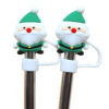 Wholesale New 10mm food grade silicone straw sleeve Christmas dust plug straw cap straw cap suit