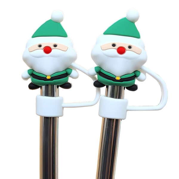Wholesale New 10mm food grade silicone straw sleeve Christmas dust plug straw cap straw cap suit