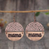 Wholesale Cross-border AliExpress New Mother's Day retro style wood piece leather combination letter mom round earrings