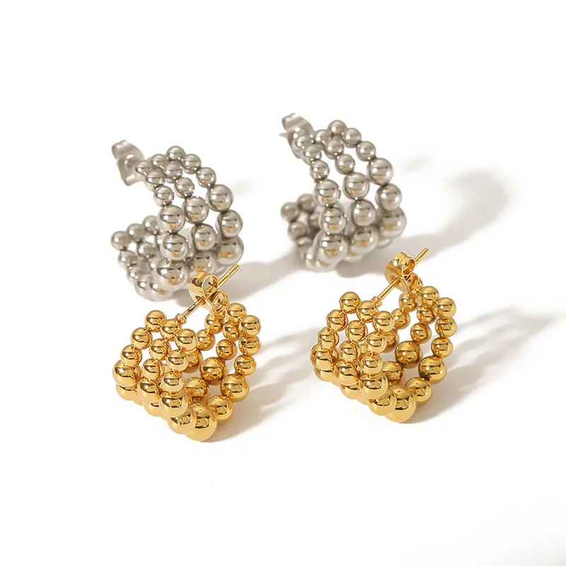Wholesale 1 Pair Simple Style C Shape Plating Stainless Steel Ear Studs