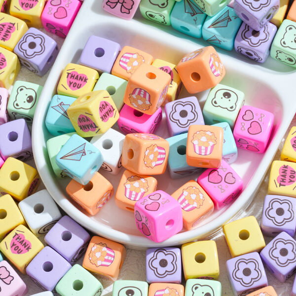 Wholesale 10pcs Cartoon Character Square Perforated Beads