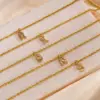 Wholesale Jewelry Fashion Letter 201 Stainless Steel Artificial Diamond Gold Plated Plating Inlay Stainless Steel Necklaces