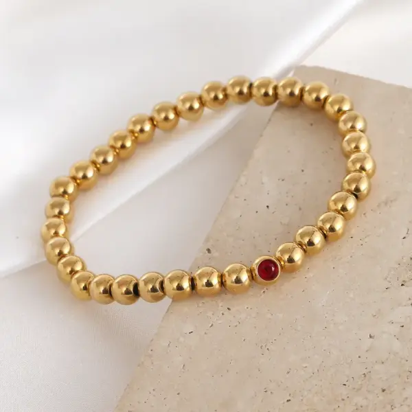 Wholesale Simple Style Commute Round 304 Stainless Steel Beaded Chain Bracelets In Bulk