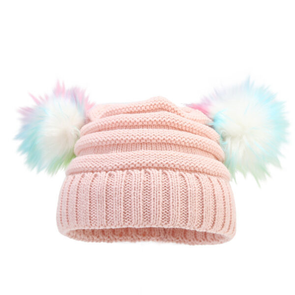 Wholesale Children's Hats, Colorful Double Fur Balls,Autumn and Winter Warm Woolen Hats f