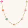 PVD Coated Real Gold Plated 18K Gold Flower Stainless Steel Simple Style Waterproof Non Tarnish Stainless Steel Necklace