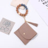 Wholesale Cross-border New Silicone Bead Keychain Bracelet Wooden Bead Card Bag Key Ring Bracelet Certificate Card Holder Bracelet Spot