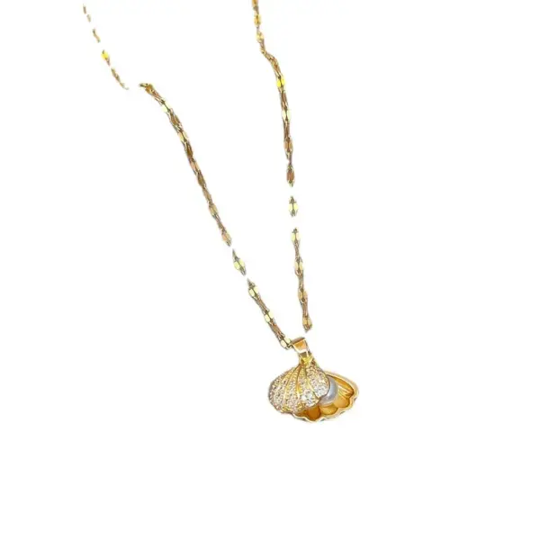 PVD Coated Real Gold Plated Shell Titanium Steel Elegant Waterproof Non Tarnish Necklace