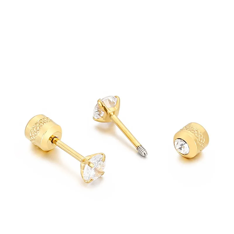 Wholesale PVD Coated 18K Gold Plated Geometric Titanium Steel Fashion Waterproof Non Tarnish Earrings Ear Studs