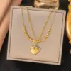 PVD Coated Real Gold Plated Geometric Heart Shape 304 Stainless Steel Elegant Sweet Waterproof Non Tarnish Bracelets Necklace