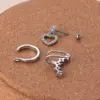 1 Piece Ear Cartilage Rings & Studs Sweet Shiny Heart Shape Copper Plating Inlay Zircon