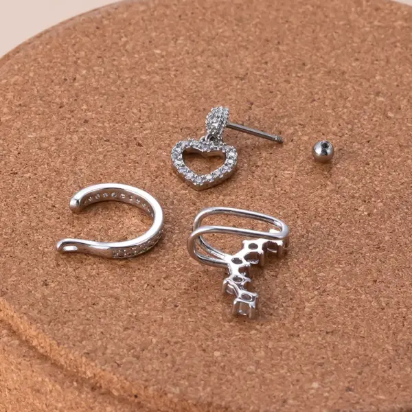 1 Piece Ear Cartilage Rings & Studs Sweet Shiny Heart Shape Copper Plating Inlay Zircon