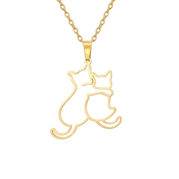 Wholesale Personality Cute Trendy Fashion Kitten Pendant Necklace 304 Stainless Steel Cartoon Cute Necklace