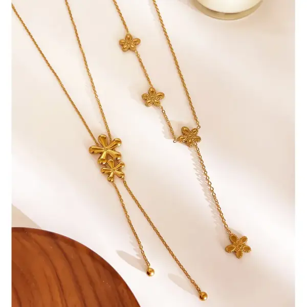 PVD Coated Real Gold Plated Heart Shape 304 Stainless Steel Simple Style Waterproof Non Tarnish Surgical Steel Plating Lobster Trigger Clasp Closure Long Necklace