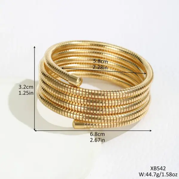 Simple Style Solid Color 304 Stainless Steel Spring Wrap Stretch Multilayer Bangle In Bulk