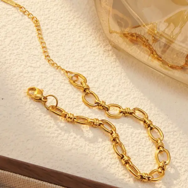 Wholesale Ion Plating (IP) 18K Gold Plated Solid Color 304 Stainless Steel Hip-Hop Streetwear Cool Style Waterproof Non Tarnish Jewelry Set