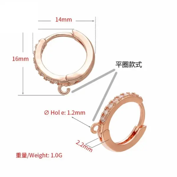 Wholesale Color Micro-inlaid Zircon Copper Ear Clip Nihaojewelry