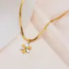 Wholesale 304 Stainless Steel Flower PVD Coated 18K Real Gold Plated Sweet Waterproof Non Tarnish Patchwork Earrings Necklace