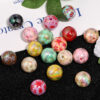 Wholesale Santa Claus printed round beads colored snowflake acrylic bead