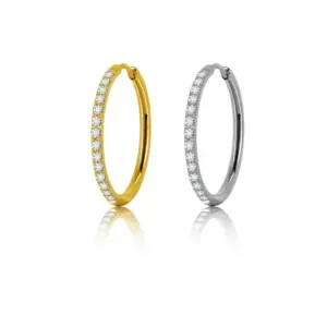 Wholesale Simple Style Geometric Stainless Steel Rhinestones Hoop Earrings 1 Pair