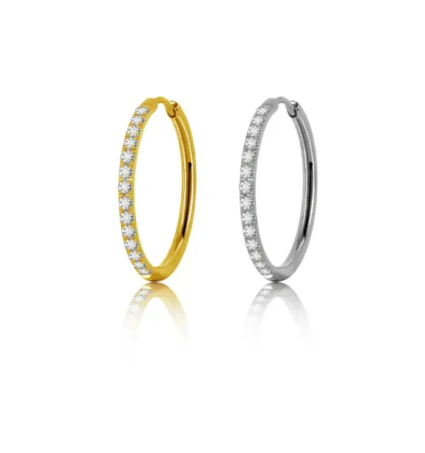 Wholesale Simple Style Geometric Stainless Steel Rhinestones Hoop Earrings 1 Pair
