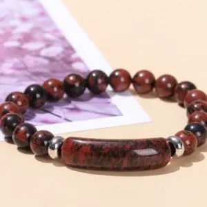 Natural Gold Swan Stone Bridge Bracelet / 8mm Long Tube 10 * 39mm