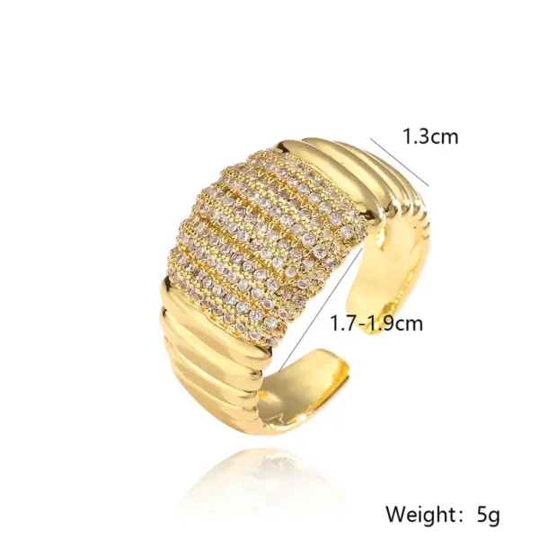 Wholesale Casual Modern Style Geometric Copper Plating Inlay Zircon 18k Gold Plated Open Rings