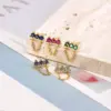 Wholesale Fashion Geometric Copper Artificial Gemstones Earrings Ear Studs