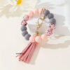 Wholesale Printed silicone bead bracelet keychain magic camouflage water turn silicone wrist bracelet key ring pendant