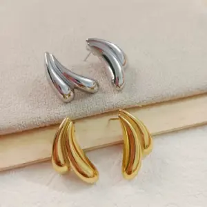 Wholesale PVD Coated 18K Gold Plated Real Gold Plated Petal 304 Stainless Steel Vintage Style Waterproof Non Tarnish Ear Studs