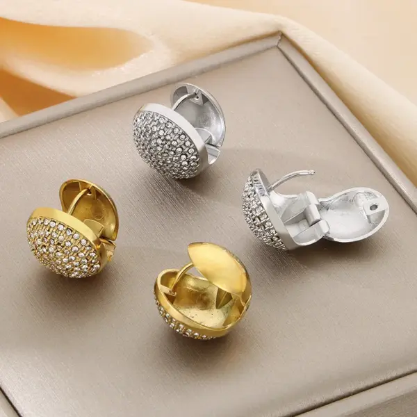 Wholesale Ion Plating (IP) 18K Gold Plated Round 304 Stainless Steel Vintage Style Simple Style Waterproof Non Tarnish Earrings
