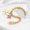 Wholesale Real Gold Plated Leaves 304 Stainless Steel Vacation Rock Classic Style Waterproof Non Tarnish 304 Stainless Steel Bracelets