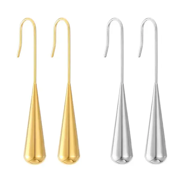 Wholesale 1 Pair Simple Style Water Droplets Plating 304 Stainless Steel 18K Gold Plated Drop Earrings